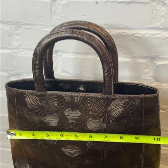 Carrie Forbes Brown Embossed Leather Tote Bag
